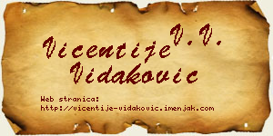 Vićentije Vidaković vizit kartica
